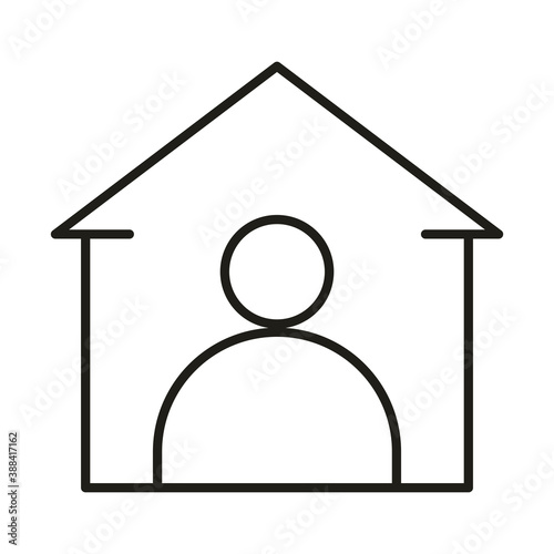 virus protection, measure prevention stay at home quarantine line icon