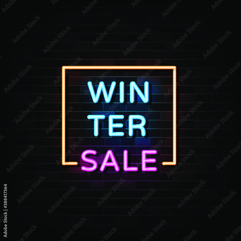 Winter sale neon sign, design element, light banner Winter sale neon sign, design element, light banner