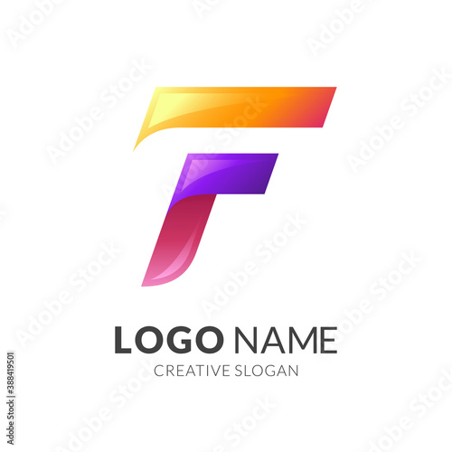 Free Download letter F logo design with 3d colorful style - GFXLoad