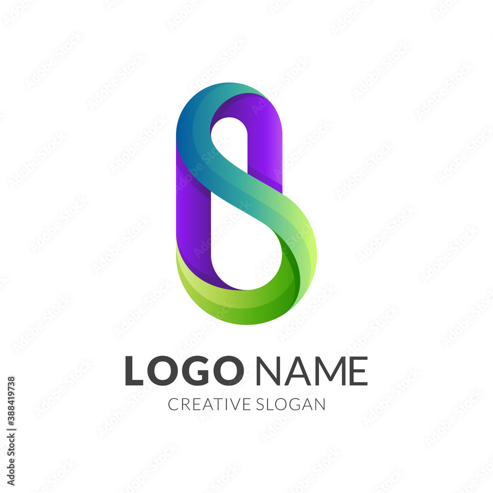 Fototapeta premium letter B logo template with 3d colorful style