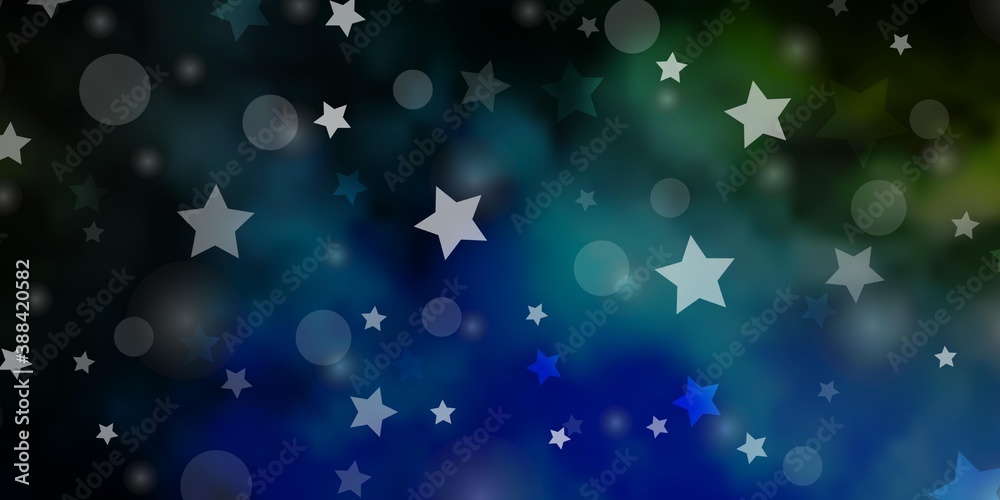 Dark Blue, Green vector texture with circles, stars. Dark Blue, Green vector texture with circles, stars.