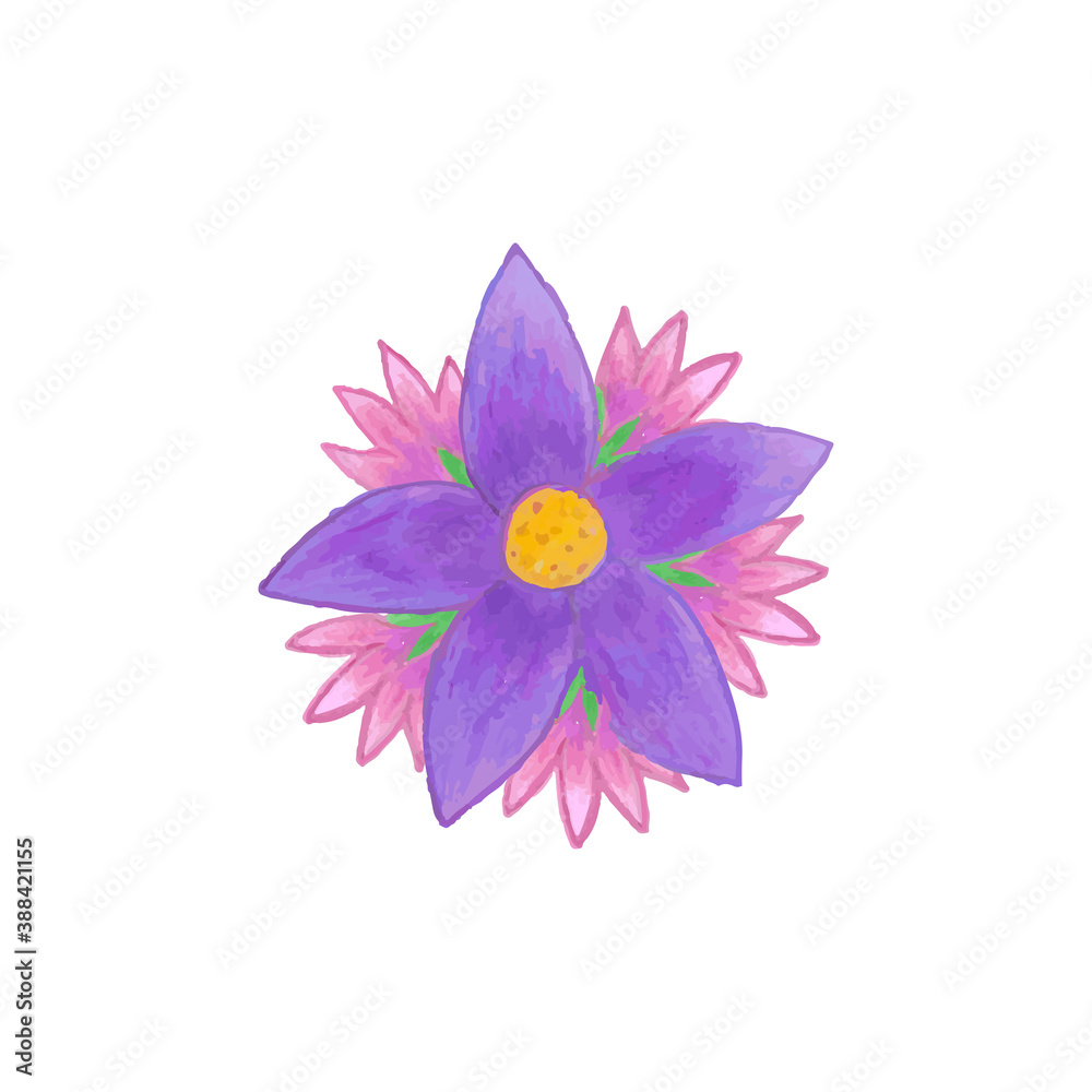 Fototapeta premium floral design elements created by hand using crayon