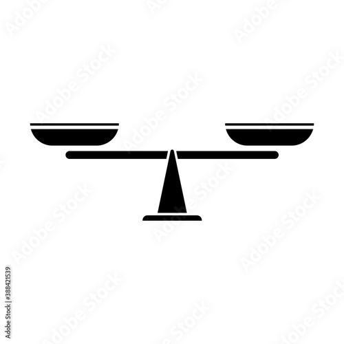 Vector icon of black scales in balance. A symbol of justice and law. Stock image. EPS 10