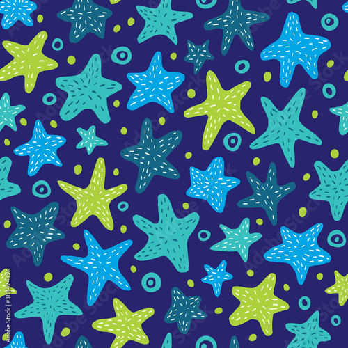 Seamless pattern with starfish.