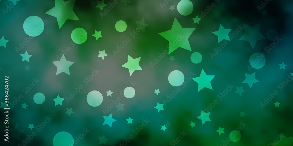 Light Blue, Green vector background with circles, stars. Light Blue, Green vector background with circles, stars.