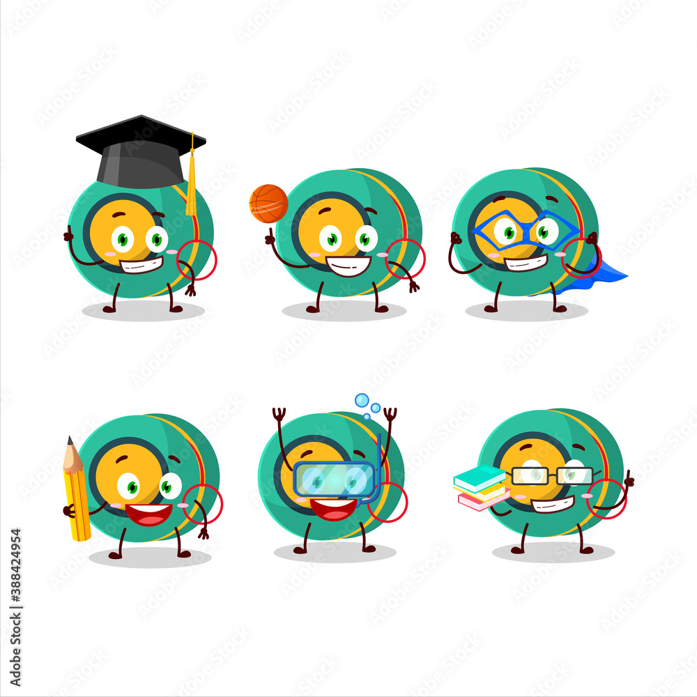 School student of kids yoyo cartoon character with various expressions School student of kids yoyo cartoon character with various expressions