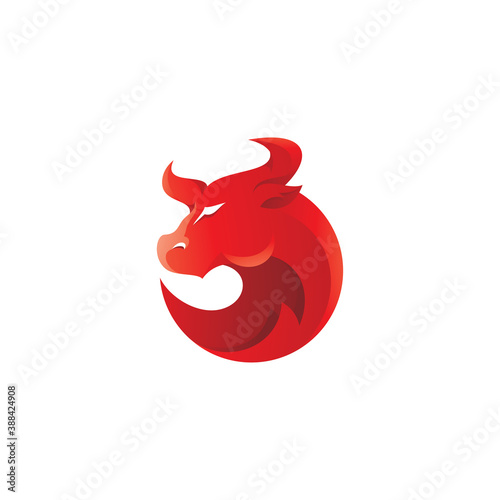 Bull Horn Head Mascot Logo illustration