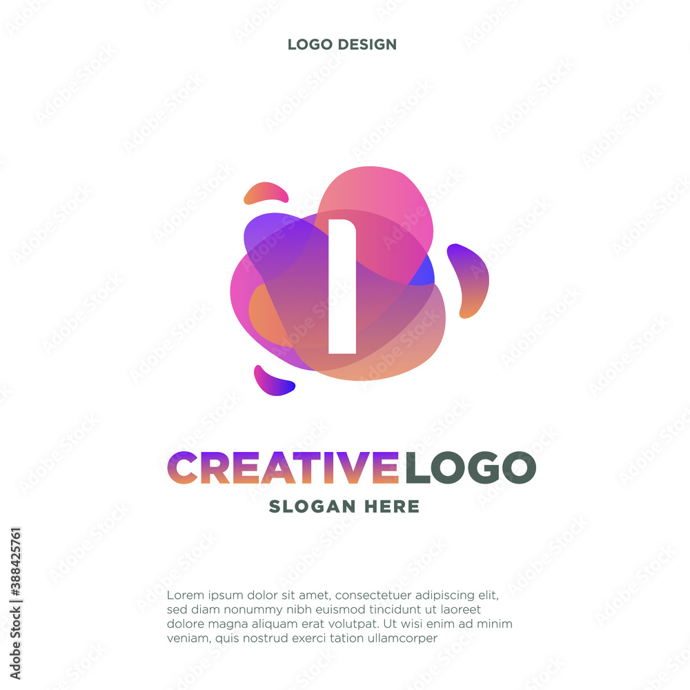 Letter I logo with colorful splash background, letter combination logo design for creative industry, web, business and company. Letter I logo with colorful splash background, letter combination logo design for creative industry, web, business and company.