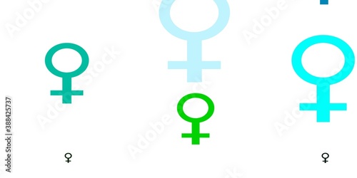 Light Blue, Green vector texture with women's rights symbols.