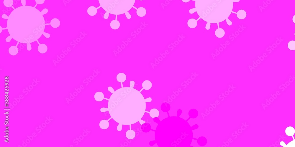 Light pink vector background with covid-19 symbols.