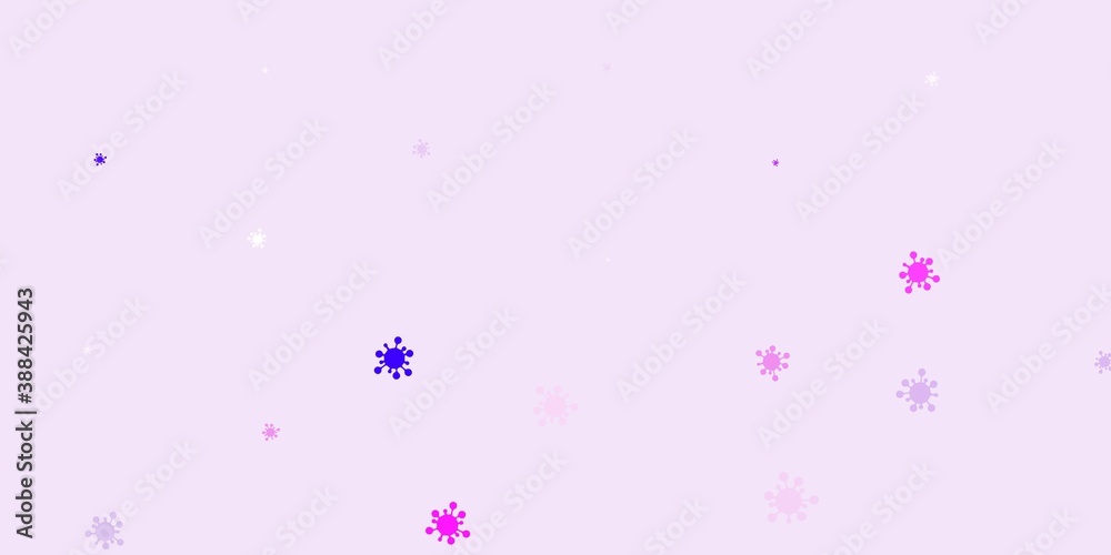 Light purple, pink vector backdrop with virus symbols. Light purple, pink vector backdrop with virus symbols.