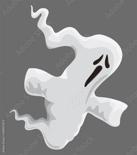 Cartoon Ghost with Howling Gesture and White Sheet, Vector Illustration