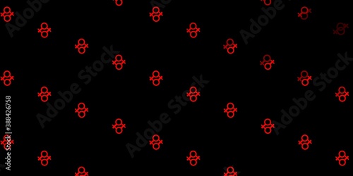 Dark Red vector texture with women's rights symbols.