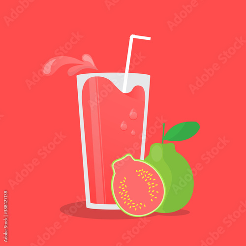 Vector of guava juice with splash effect