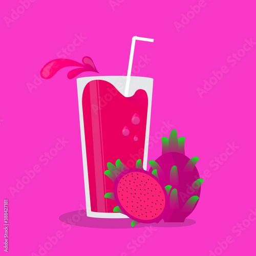 Vector of Dragon Fruit juice with splash effect