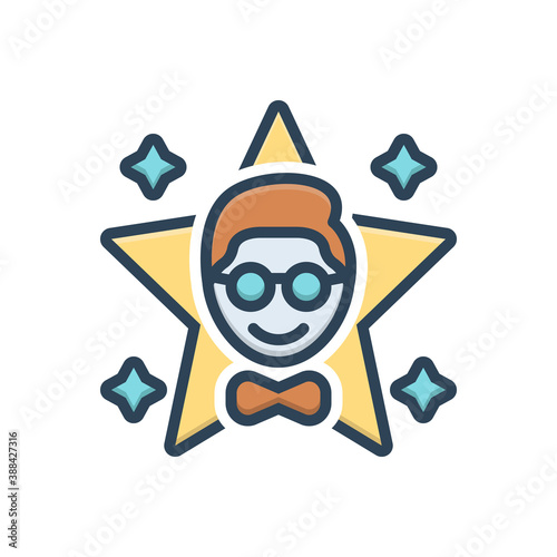 Color illustration icon for famous