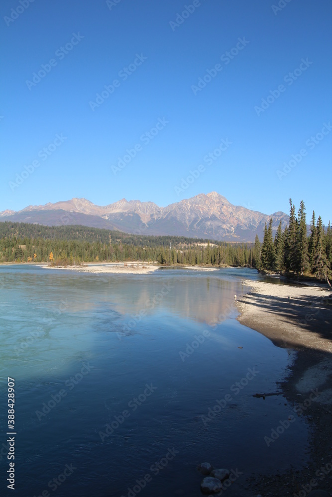Fototapeta premium Blue Of The Athabasca River, Jasper National Park, Alberta