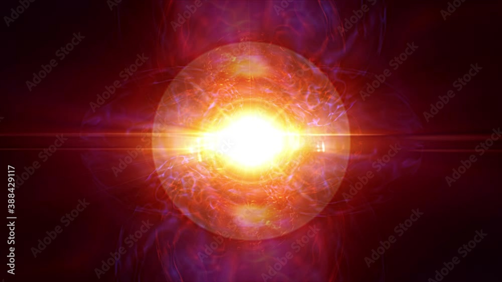 Optical Lens Flare Effect shaking and Light Burst with abstract power energy effect. 4K looped abstract lens flair background, with a sci-fi solar cosmic plasma energy science title intro for VJ loop.