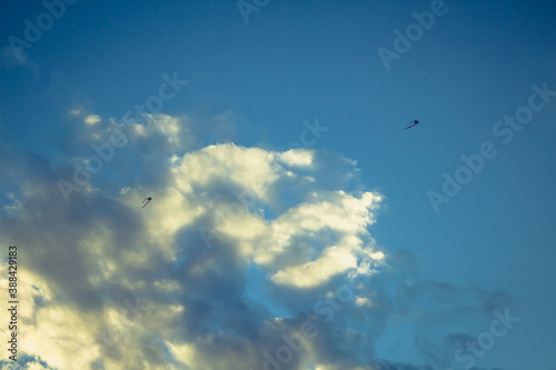 Cometas flotando en el aire del cielo de Ayacucho por la tarde