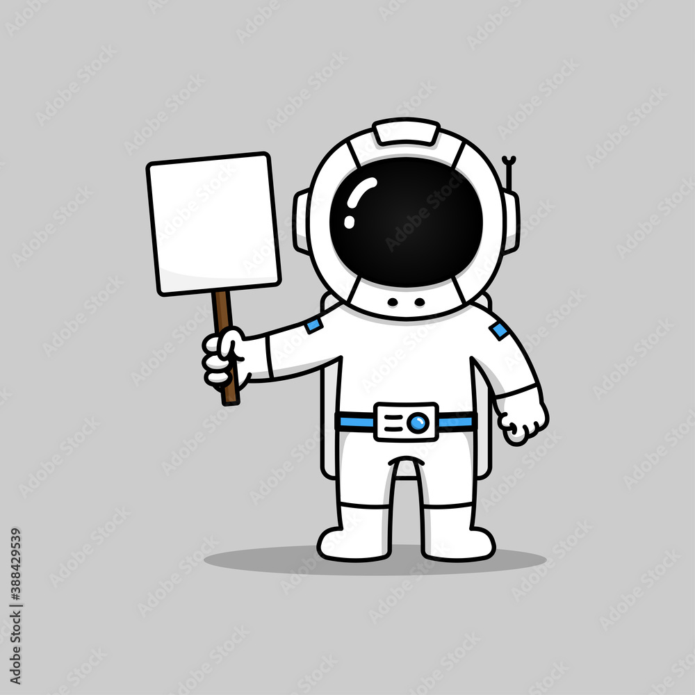 Astronaut carrying protesting sign banner 