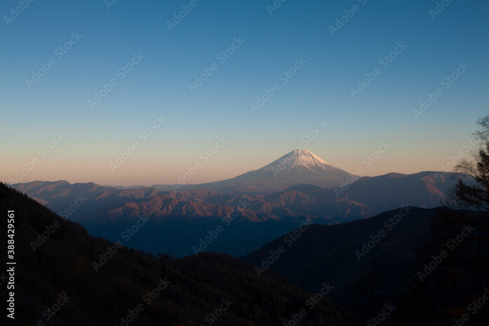 櫛形山からの夕日に染まる富士山 櫛形山からの夕日に染まる富士山