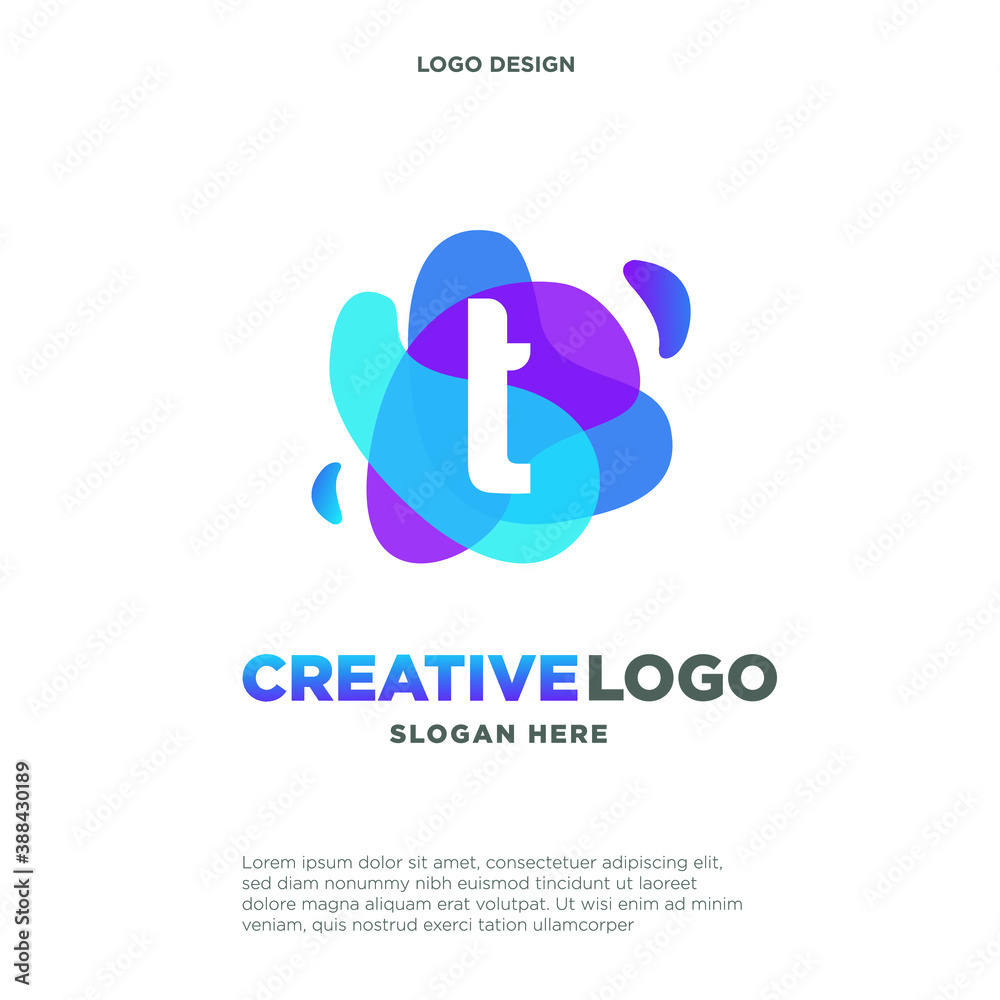 Letter T logo with colorful splash background, letter combination logo design for creative industry, web, business and company. Letter T logo with colorful splash background, letter combination logo design for creative industry, web, business and company.