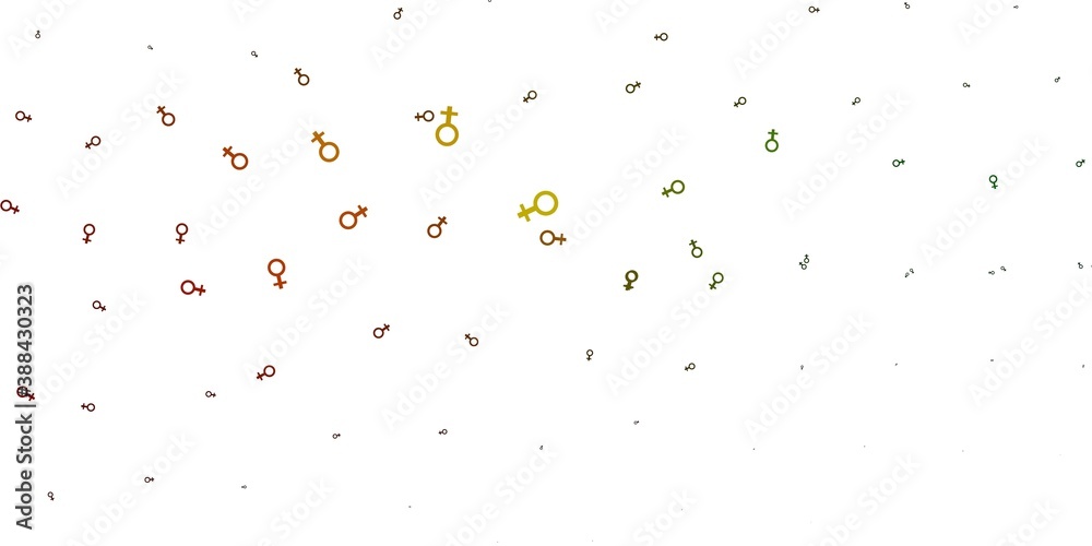 Light Green, Yellow vector texture with women's rights symbols. Light Green, Yellow vector texture with women's rights symbols.