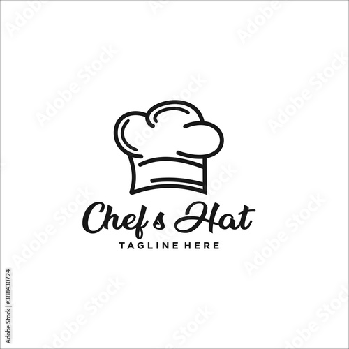chef hat logo design template silhouette vector icon