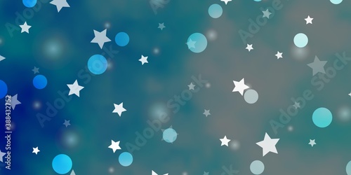 Light BLUE vector background with circles  stars.