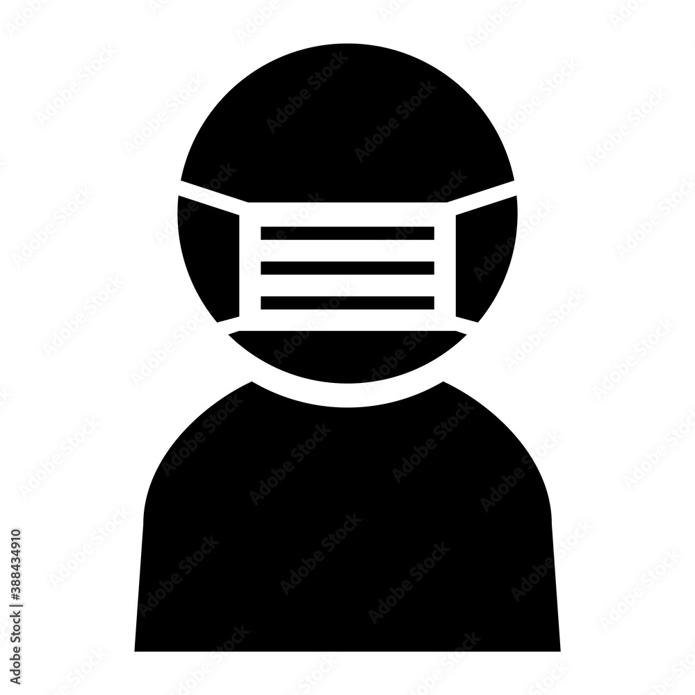 コロナウイルス予防 マスクをした人物のシンプルなアイコン 白背景 Vector De Stock Adobe Stock