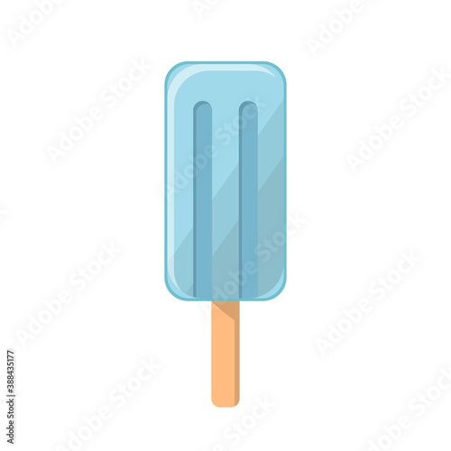 Soda-flavored blue popsicle with popsicle stick, cartoon comic illustration