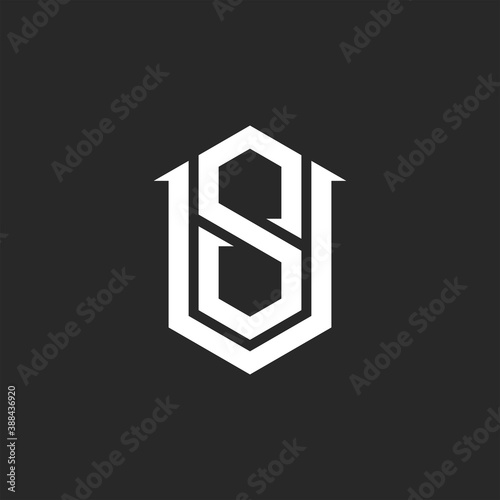 Monogram VS versus SV initials logo mockup, combination two letters V and S, hipster emblem