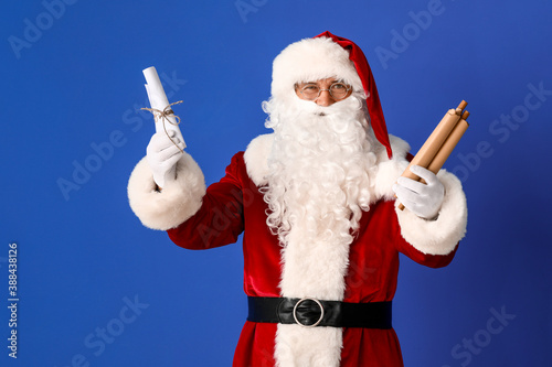 Santa Claus with letters on...