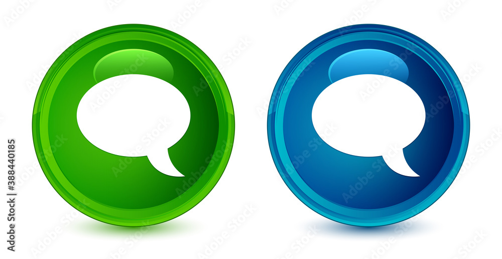 Chat icon artistic shiny glossy blue and green round button set Chat icon artistic shiny glossy blue and green round button set