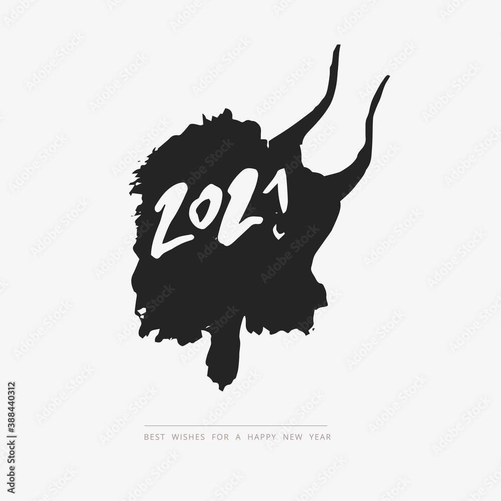 Hand drawn cave animals bulls. The symbol of the Chinese New Year. Poster. Vector Hand drawn cave animals bulls. The symbol of the Chinese New Year. Poster. Vector