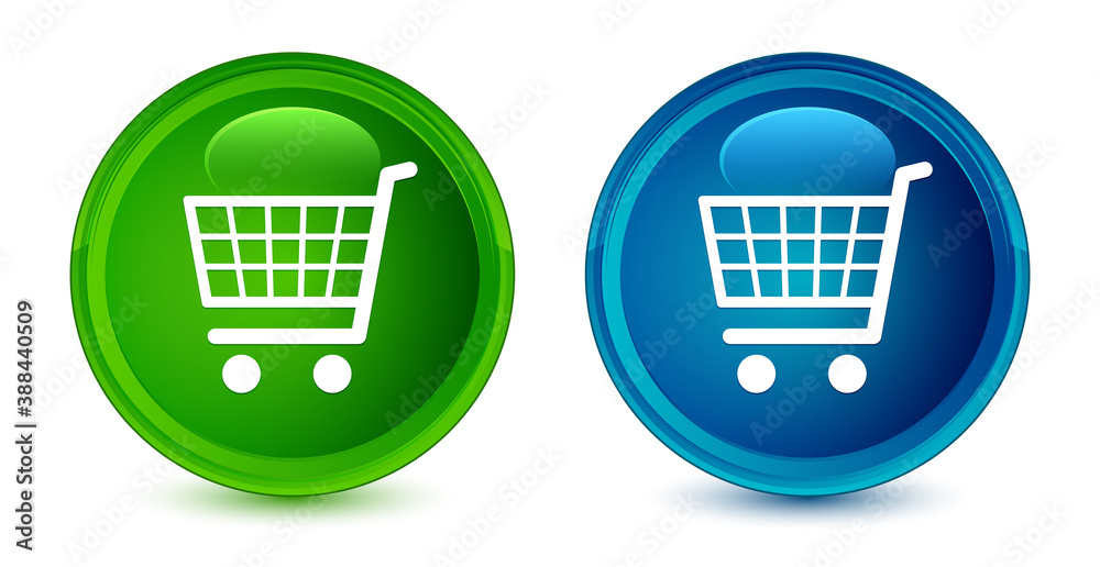 Ecommerce icon artistic shiny glossy blue and green round button set Ecommerce icon artistic shiny glossy blue and green round button set