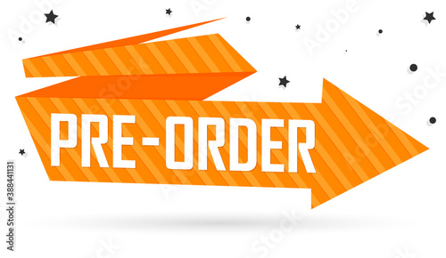 Pre-Order Sale banner design template, discount tag, vector illustration