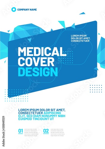 Template design with abstract polygonal background for medical layout. Vector design A4 size for poster, flyer or banner.