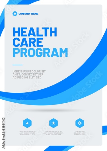 Template design with abstract flying shapes for medical layout. Vector design A4 size for poster, flyer or banner.