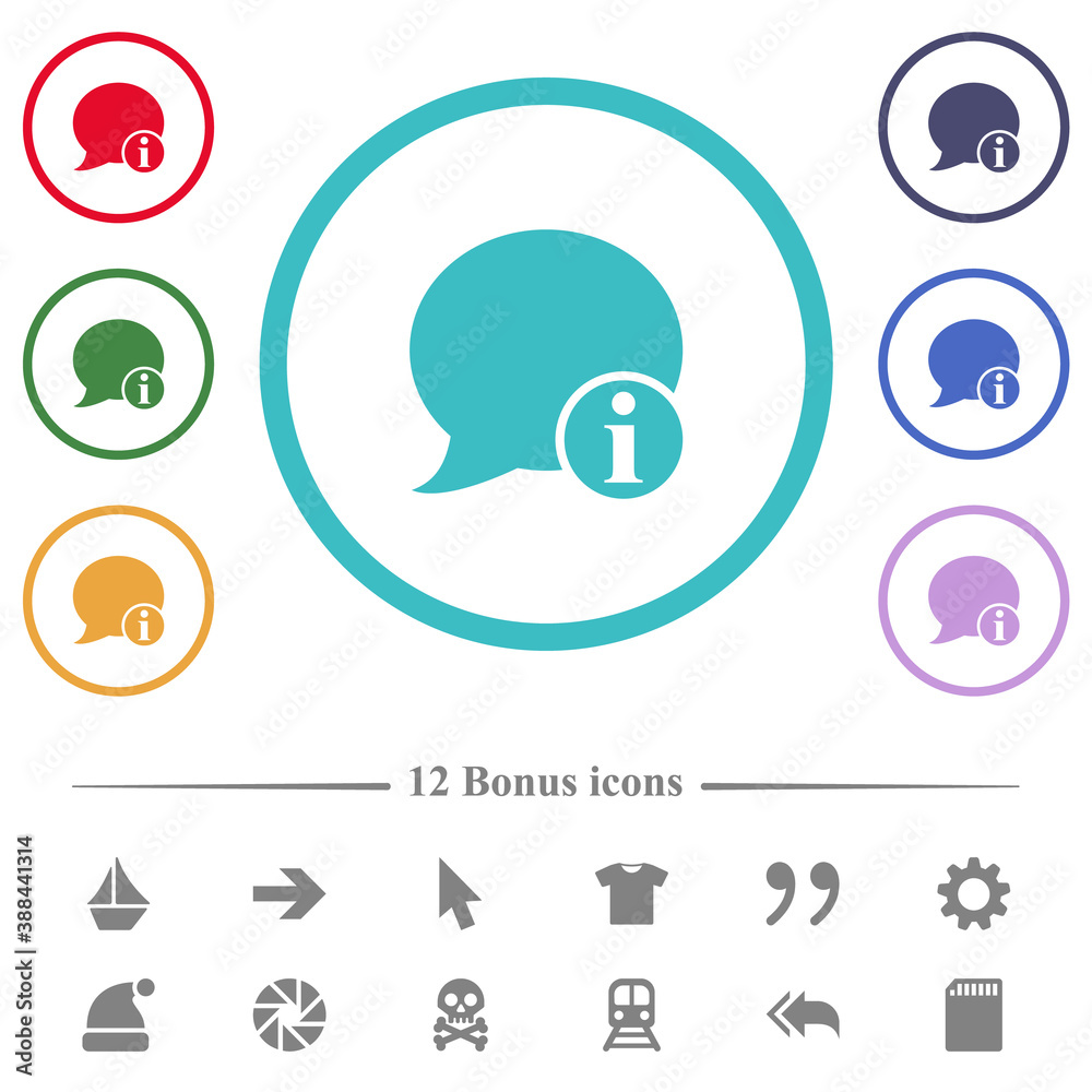 Blog comment info flat color icons in circle shape outlines Blog comment info flat color icons in circle shape outlines