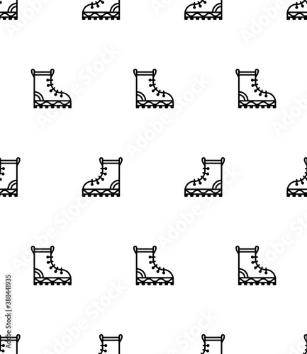 Camping Boots Seamless Pattern, Hunting Hiking Protective Boots