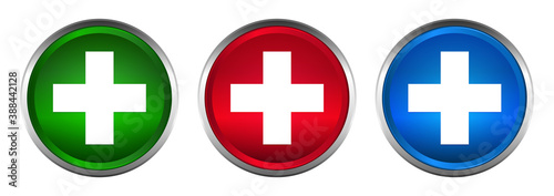 Plus icon supreme round button set design illustration