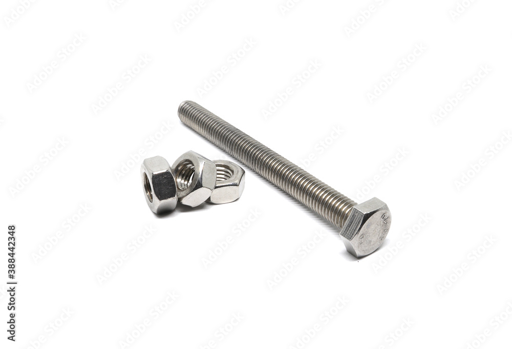 Nuts and bolts isolated on a white background Nuts and bolts isolated on a white background