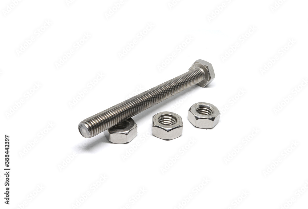 Nuts and bolts isolated on a white background Nuts and bolts isolated on a white background