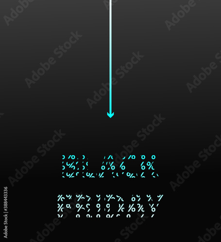 black Friday minimalist poster. directional arrow to the word Black Friday made up of characters of discounts. Poster, poster, banner. EPS 10.