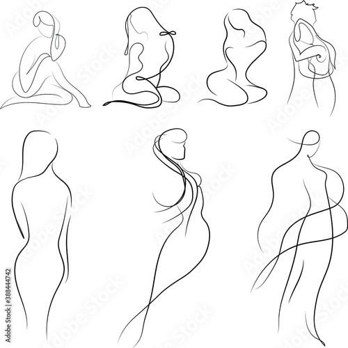 The contours of the girls in the abstract