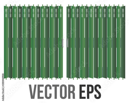 Vector traditional Hong Kong retro style green shop front matel gate rolling door design
