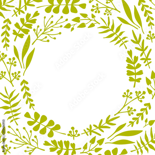 Hand-drawn decorative border for design cards or templates. Vector floral elements