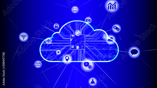 Cloud Technology Icon Network Symbol Digital devices 3D illustration