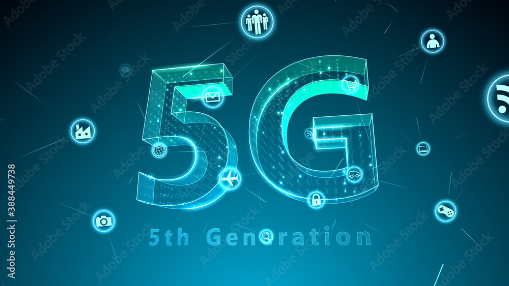 5G Technology Icon Network Symbol Digital devices 3D illustration